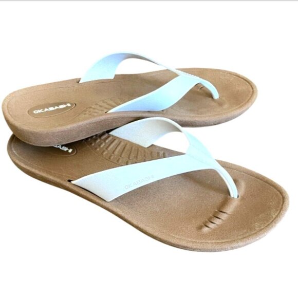 Okabashi Breeze Flip Flop Thong Sandal Slide M/L Women 8-9 Men 6-7 White #337D - Picture 1 of 8